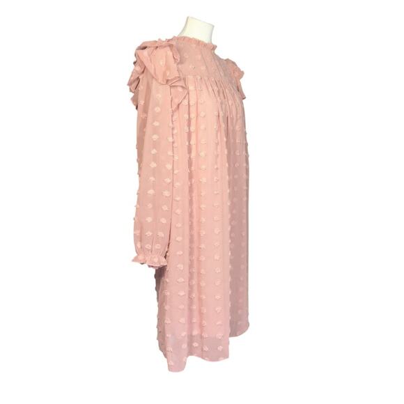 Indie & Co Gwen Dress Blush Size Small Flowy Peasant Sleeve Ruffle - Picture 4 of 16